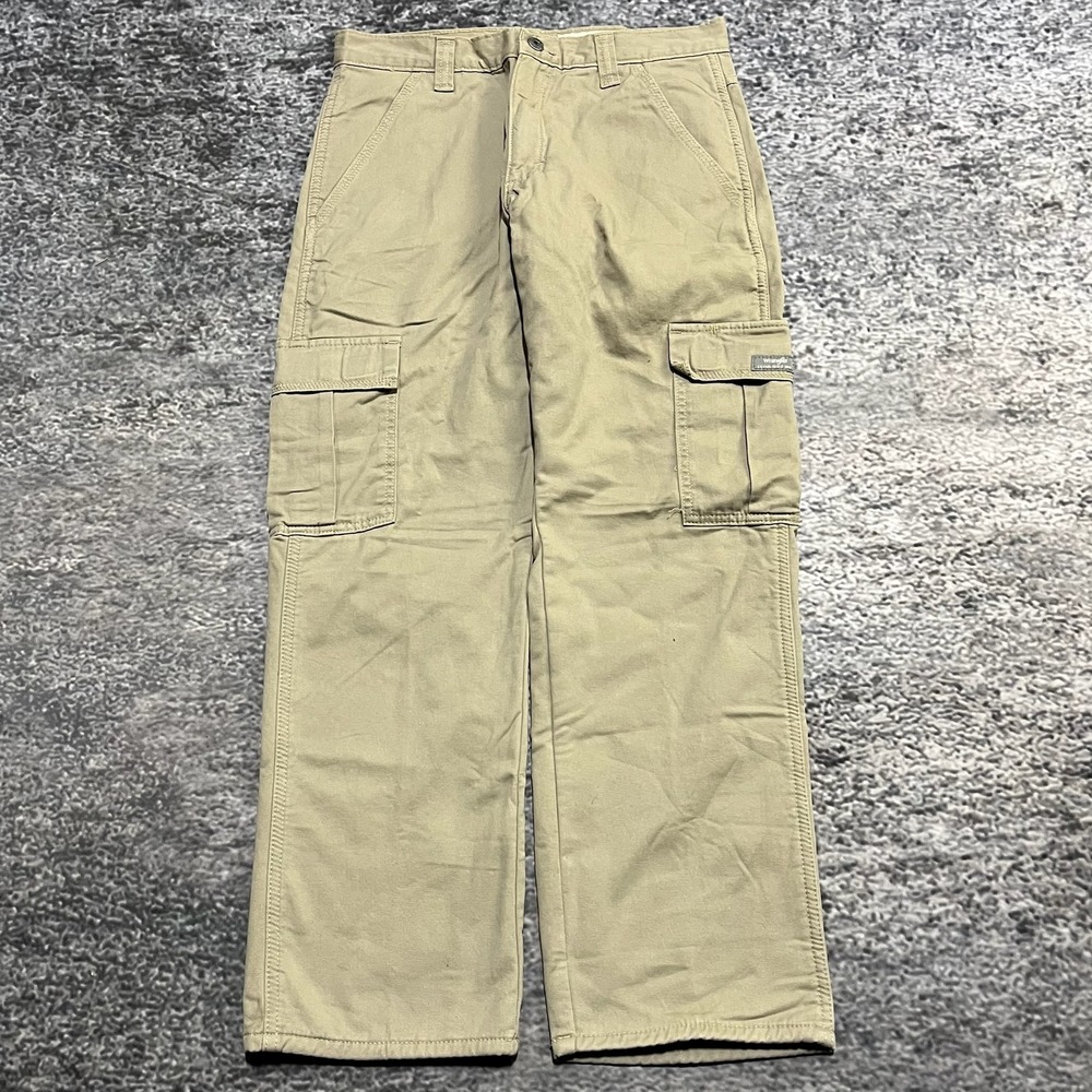 Wrangler Relaxed Fit Cargo Pants Mens 30x29 Beige Fleece Lined Workwear Utility